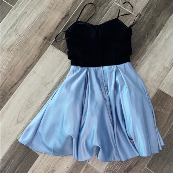 Satin/Jersey Fit & Flare Dress wi/Cutout strapless - Picture 5 of 5